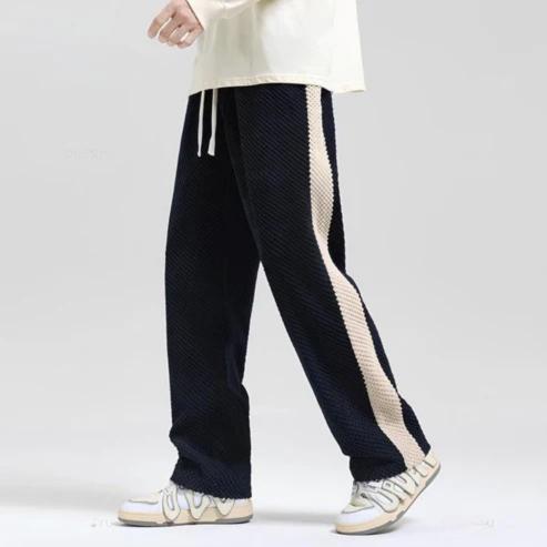 Comfortable Men's Wide Leg Sweatpants with Side Stripes