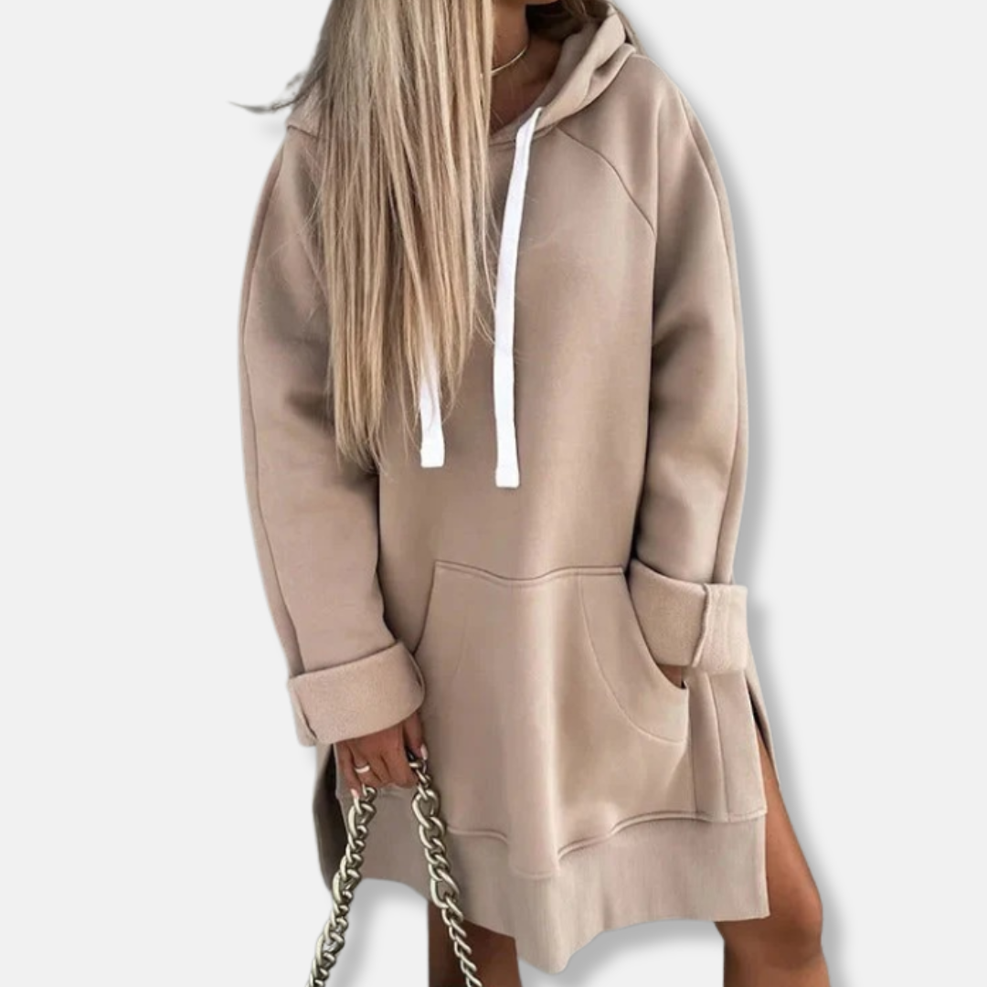 Women’s Hoodie Dress –  Oversized Fit – Side Slit – Kangaroo Pocket