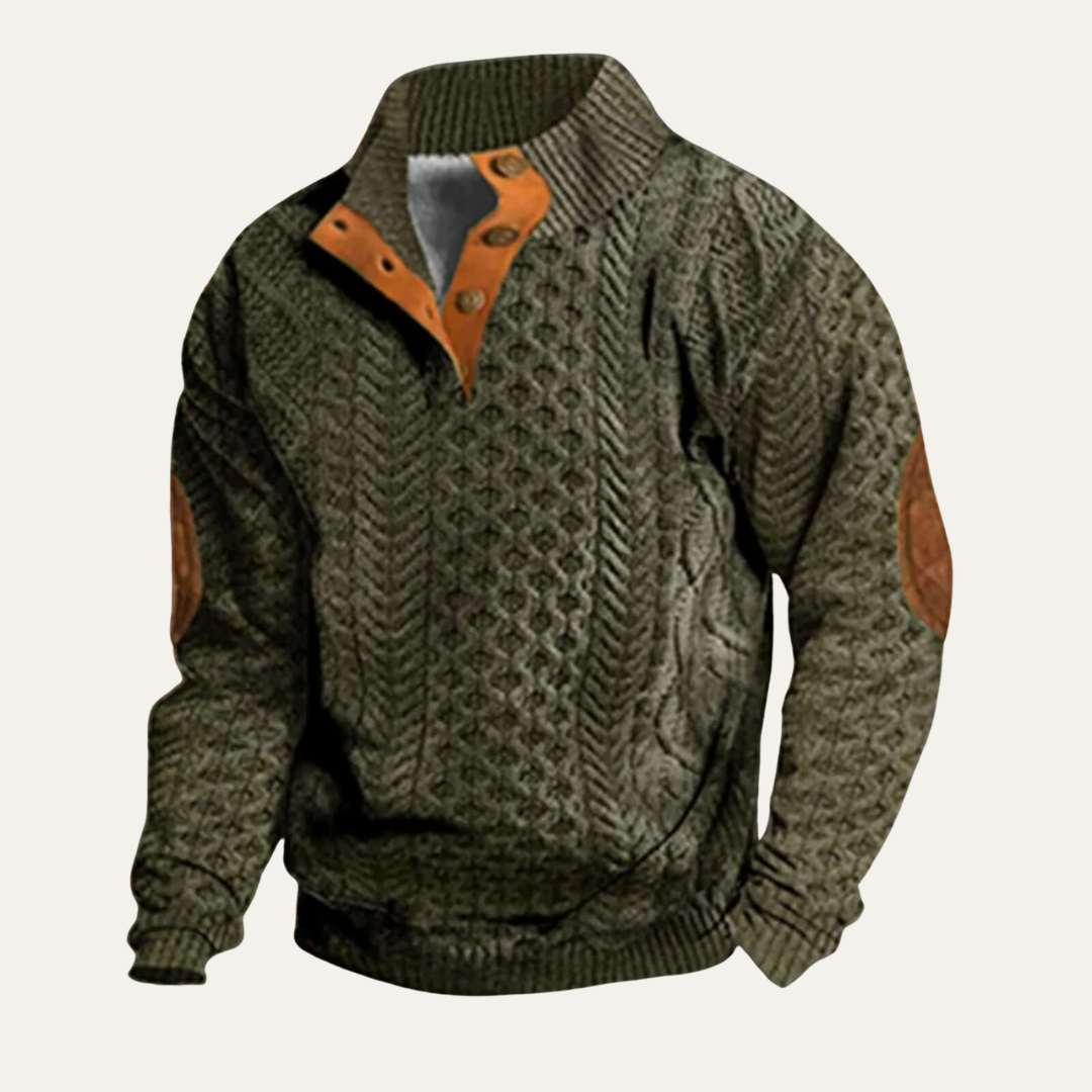 Men’s Quilted Funnel Neck Pullover Sweater