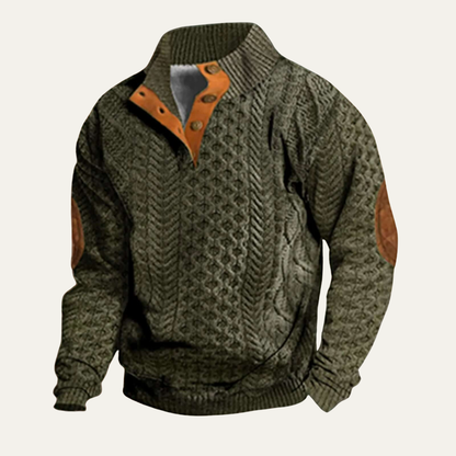 Men’s Quilted Funnel Neck Pullover Sweater