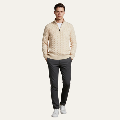 Men’s Cable Knit Fit Quarter Zip Sweater