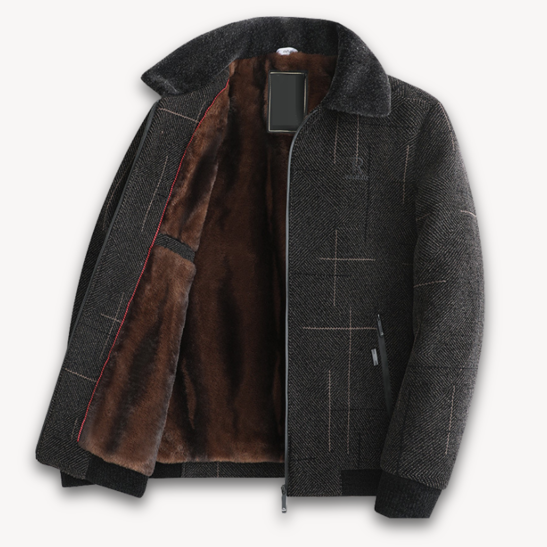 Men's Wool Blend Winter Jacket - Fur Lined, Warm Outerwear