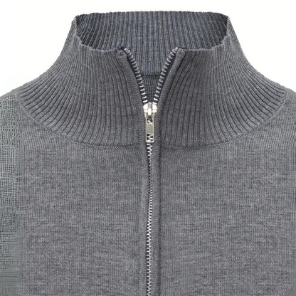 Men's Gray 1/4 Zip Knit Sweater