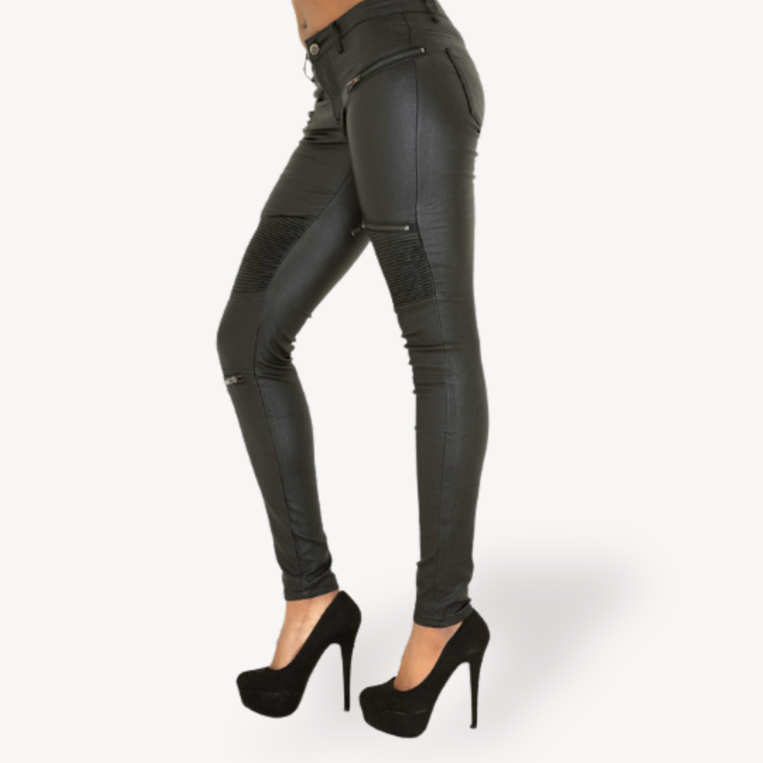 Loravelle Women's Faux Leather Moto Pants