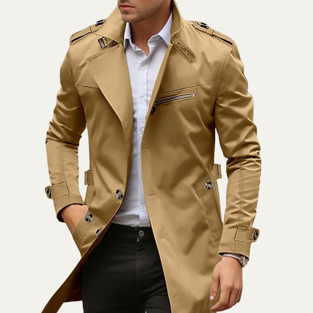 Men’s Long Single Breasted Trench Coat