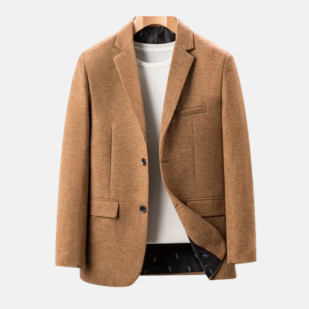 Men’s Blazer – Regular Fit – Brushed Wool Blend – Single-Breasted Two-Button – Notch Lapel
