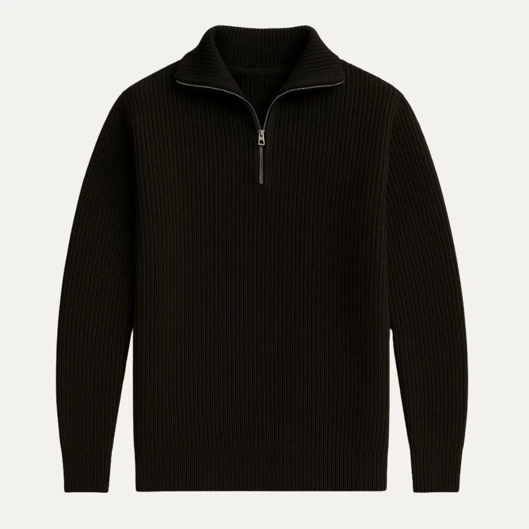 Men’s Wide Rib Quarter Zip Knit Sweater