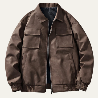 Men’s Relaxed Fit Bomber Jacket with Chest Flap Pockets