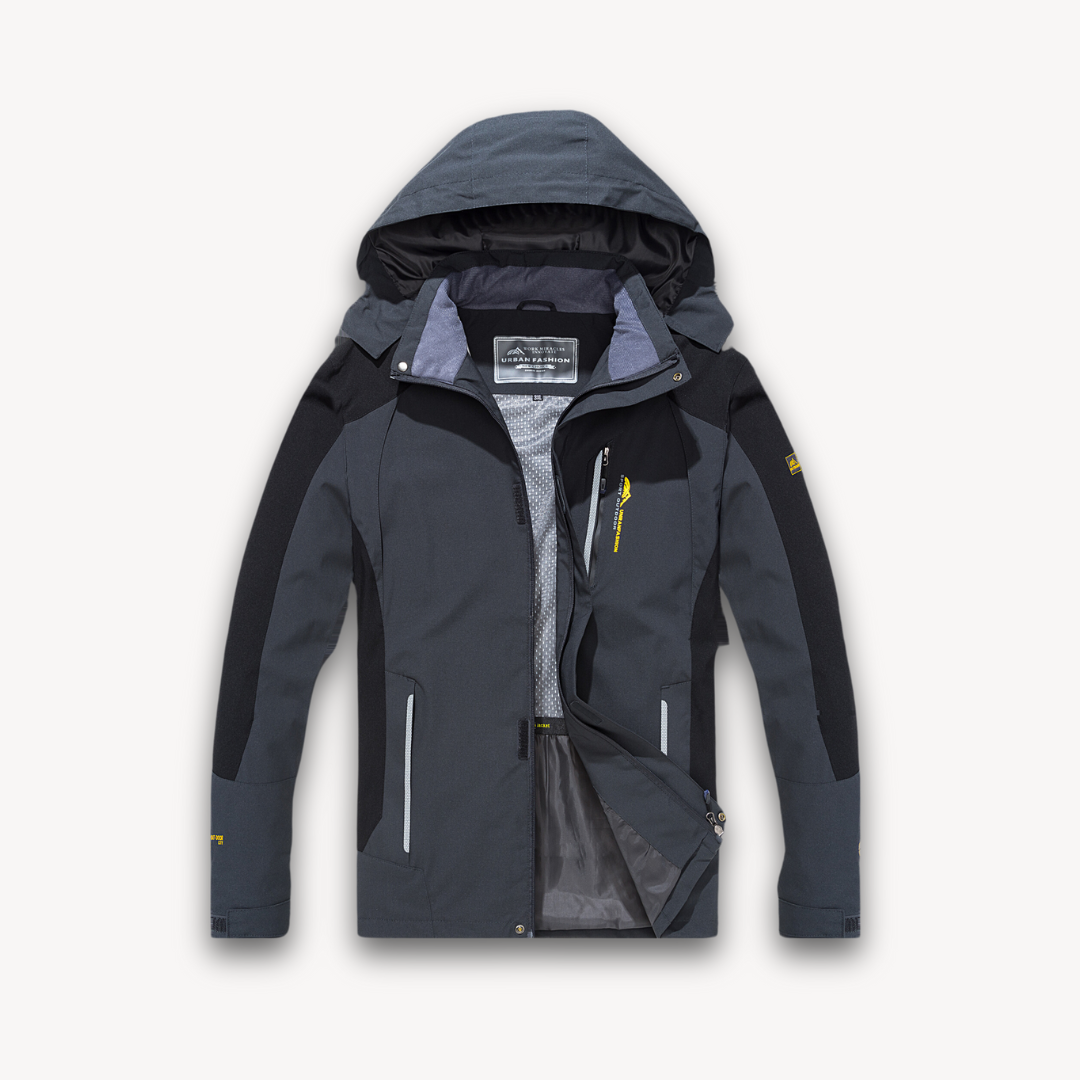 Men's Waterproof Hooded Softshell Jacket - Lightweight Outdoor Windbreaker for Hiking - All-Weather Gear