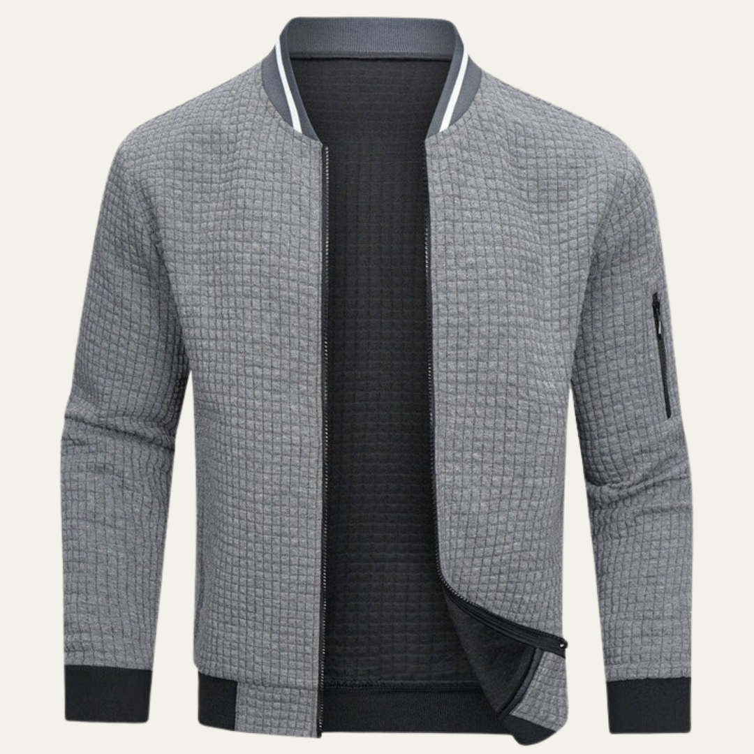 Men’s Textured Quilted Zip Bomber Jacket
