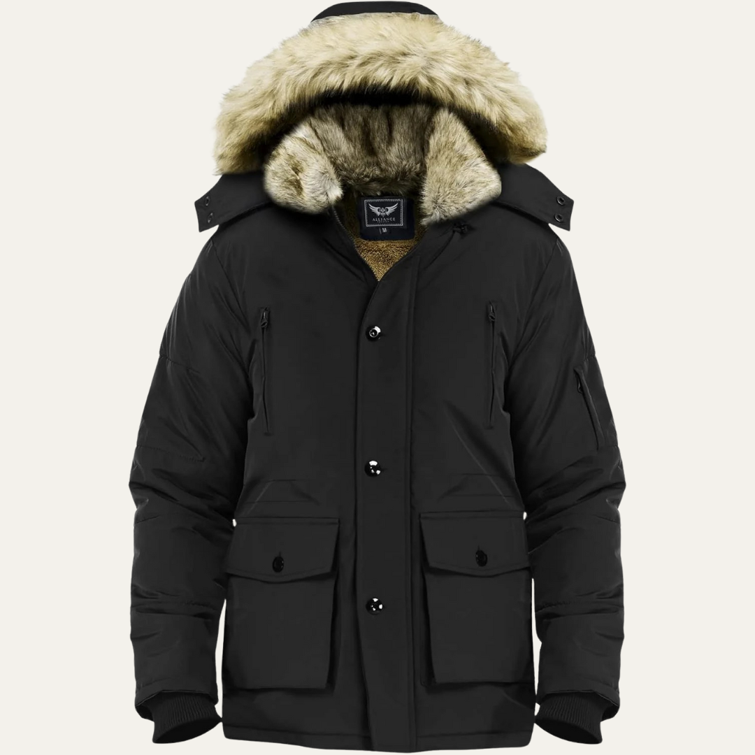 Men’s Mid Length Winter Parka with Detachable Hood