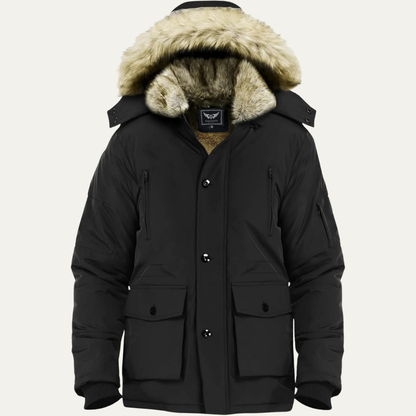 Men’s Mid Length Winter Parka with Detachable Hood