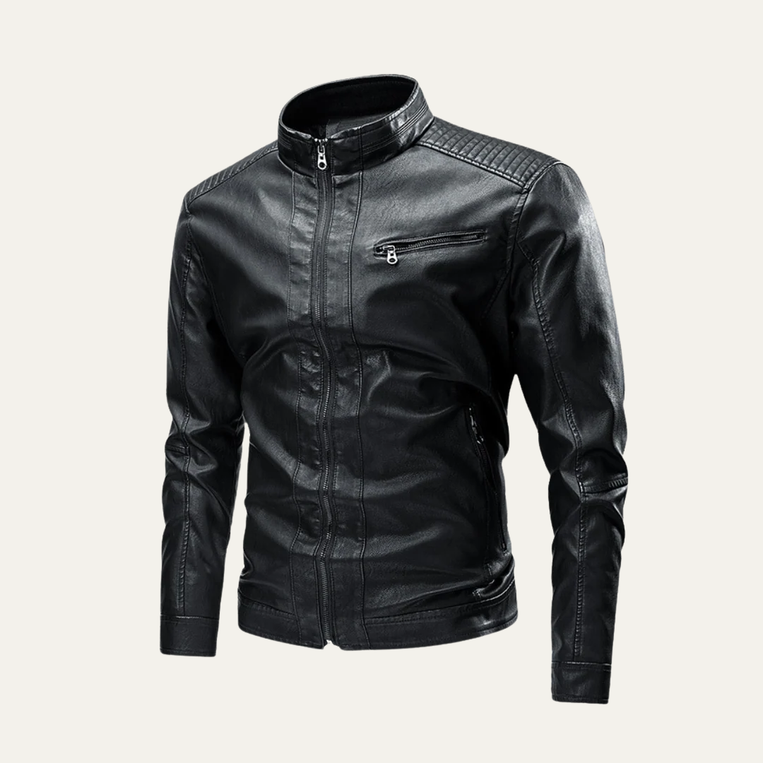 Men’s Sleek Faux Leather Motorcycle Jacket