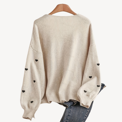 Heart Print Cotton Cardigan for Women