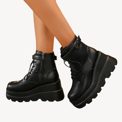 Orthopedic Black Platform Ankle Boots