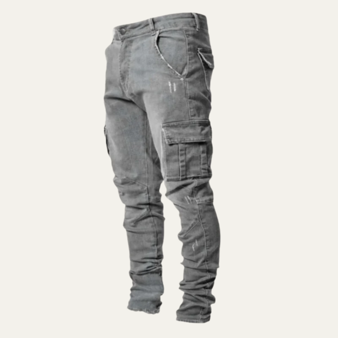 Men’s Slim Fit Stretchy Pocket Denim Cargo Pants