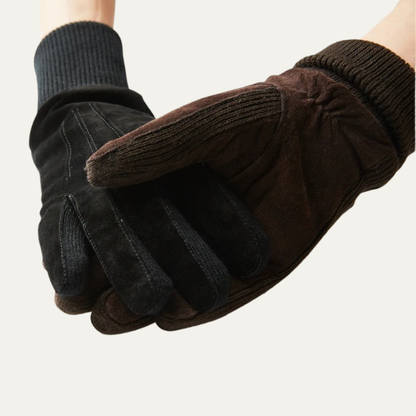 The Barolo Men’s Winter Fleece Lined Suede Gloves with Knit Cuffs