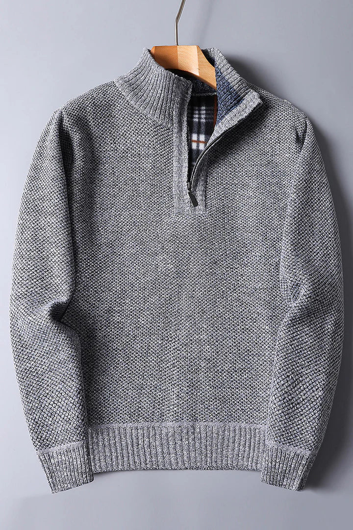 Men's zip-up knit sweater for comfort