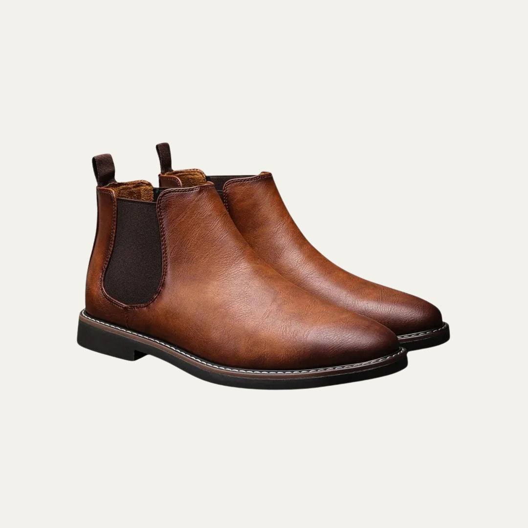 Men’s Burnished Leather Look Chelsea Boot