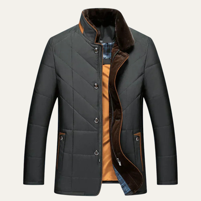 Men’s Quilted Winter Jacket with Faux Fur Collar