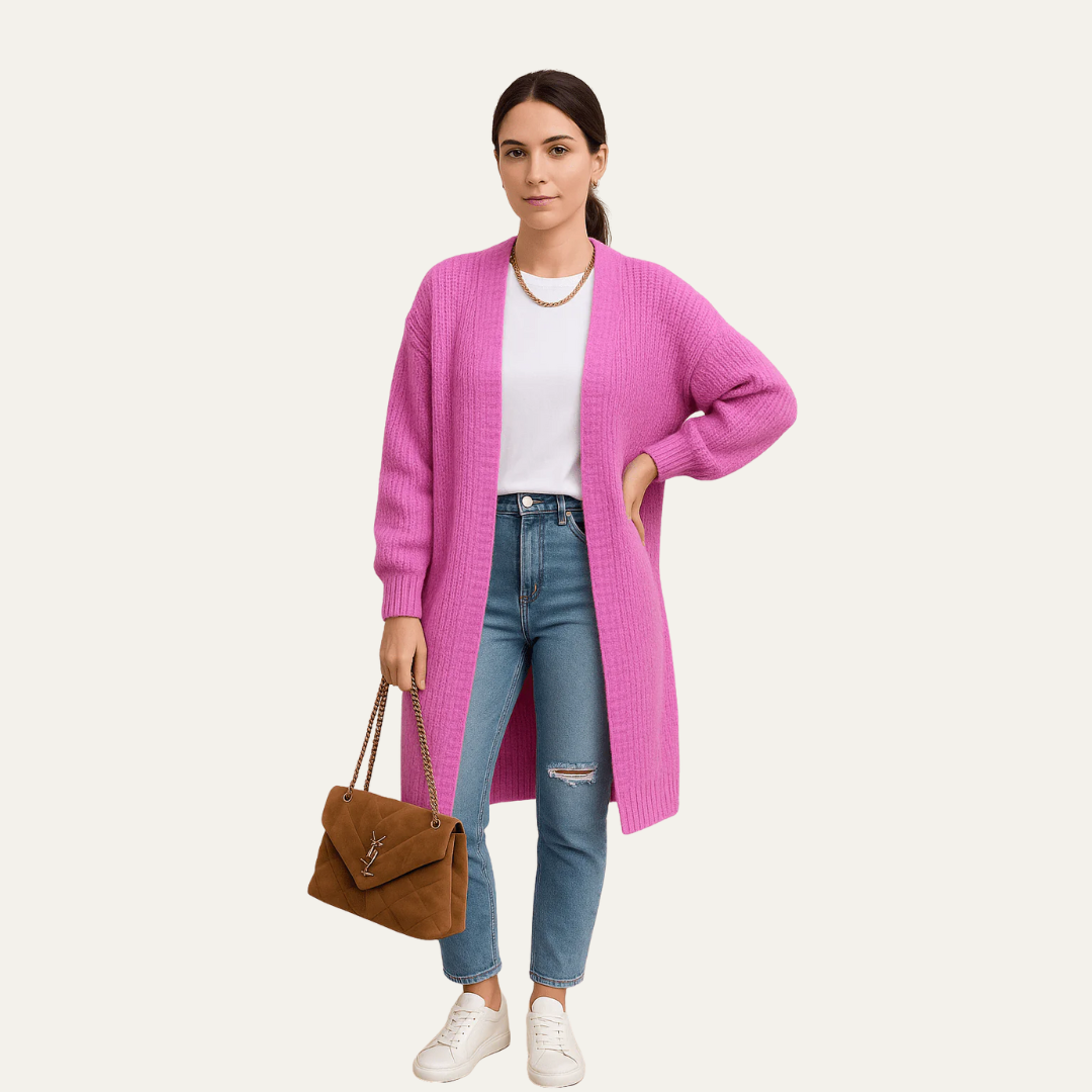 Women’s Fuzzy Longline Open Cardigan