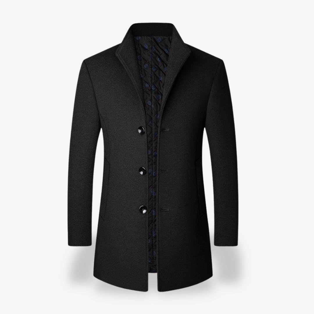 Men’s Grey Wool Blend Overcoat Formal Jacket
