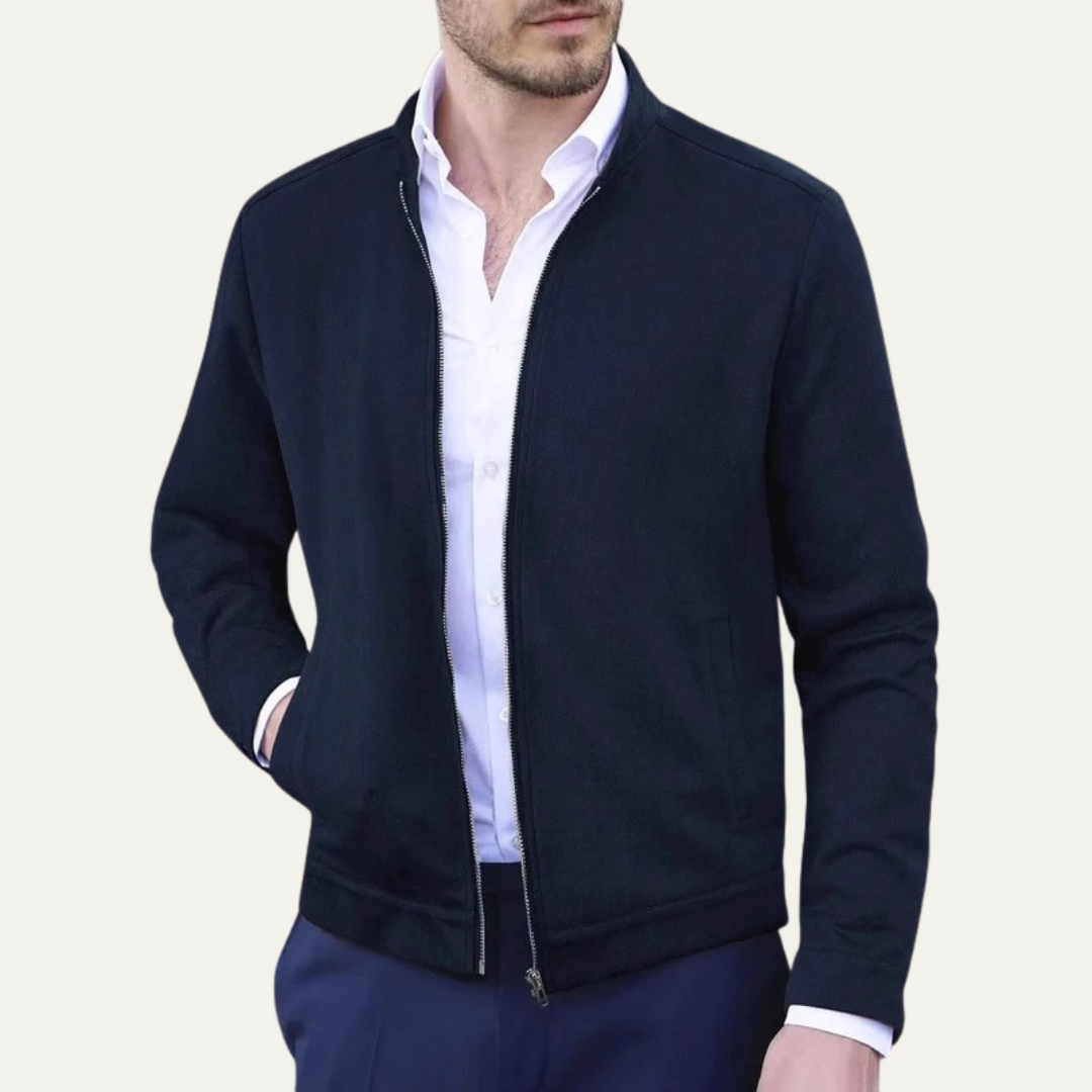 Men’s Minimalist Stand Collar Track Bomber Jacket