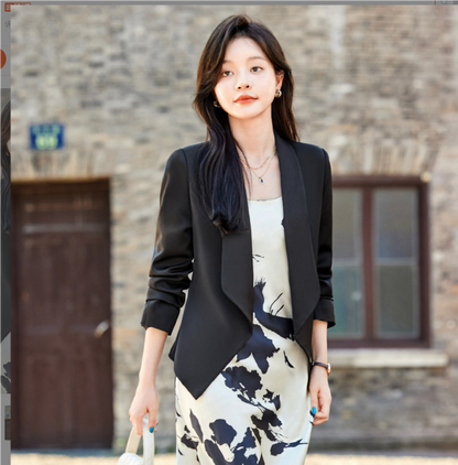 Classic Women's Single Button Open Front Blazer