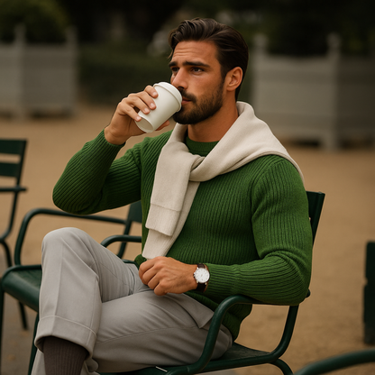 Men’s Ribbed Knit Crewneck Sweater