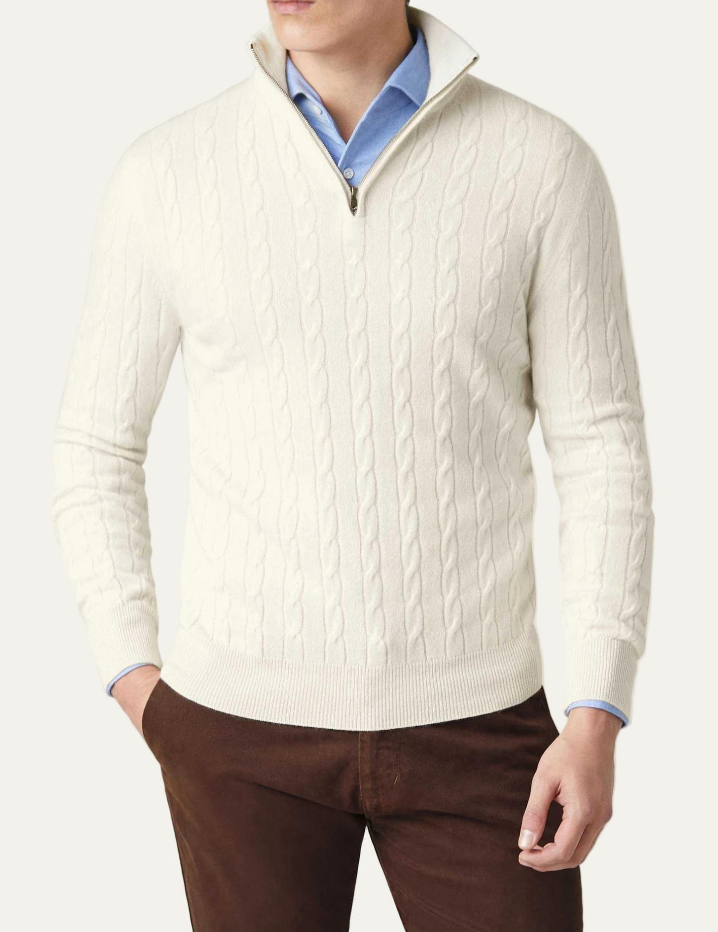 Men’s Cable Knit Zipper Sweater