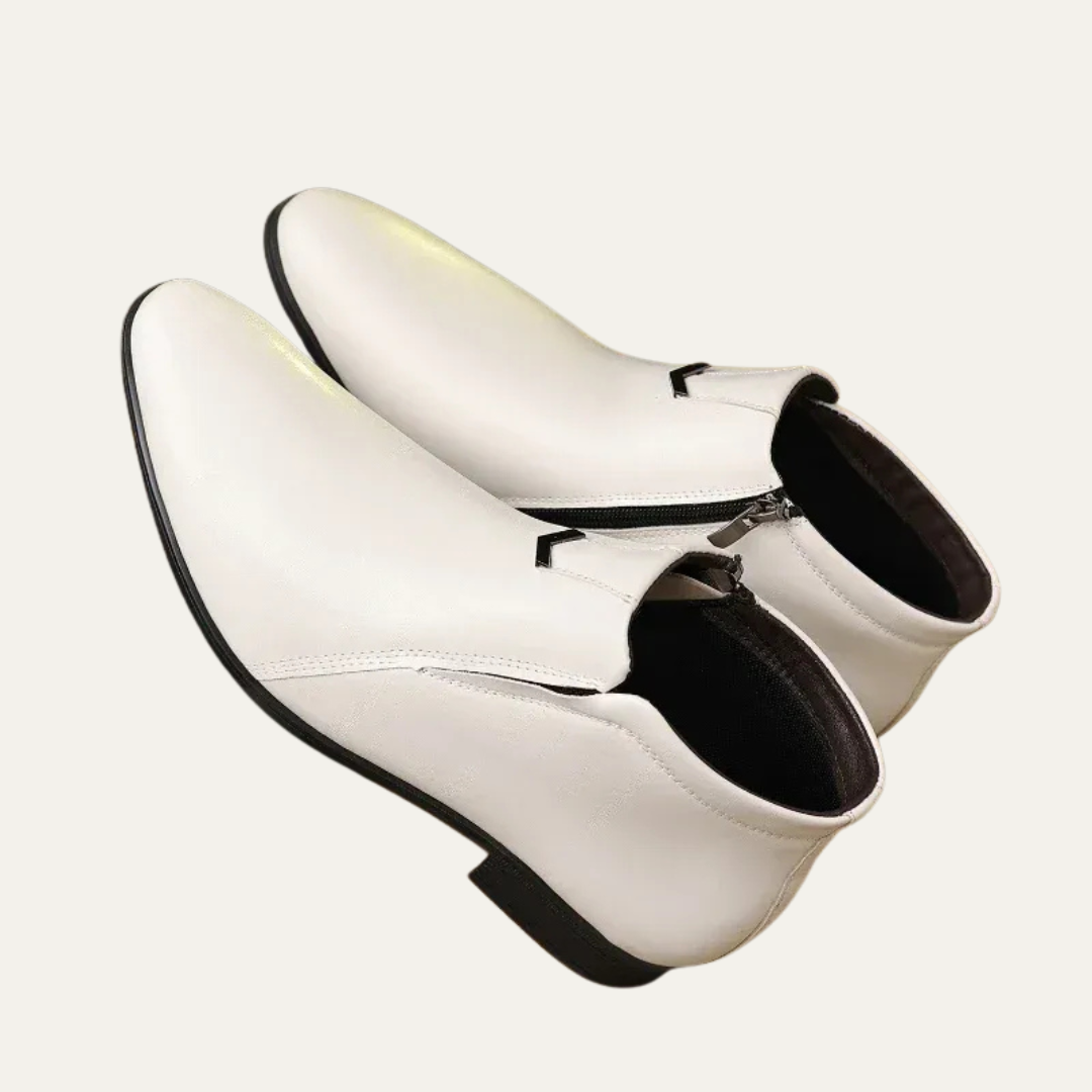Men’s Polished Leather Dress Boots with Side Zipper