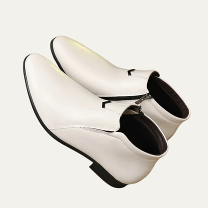 Men’s Polished Leather Dress Boots with Side Zipper