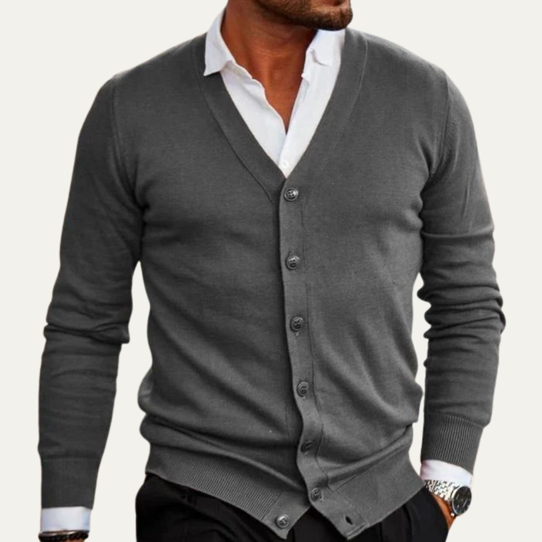Men’s Classic V Neck Button Front Cardigan