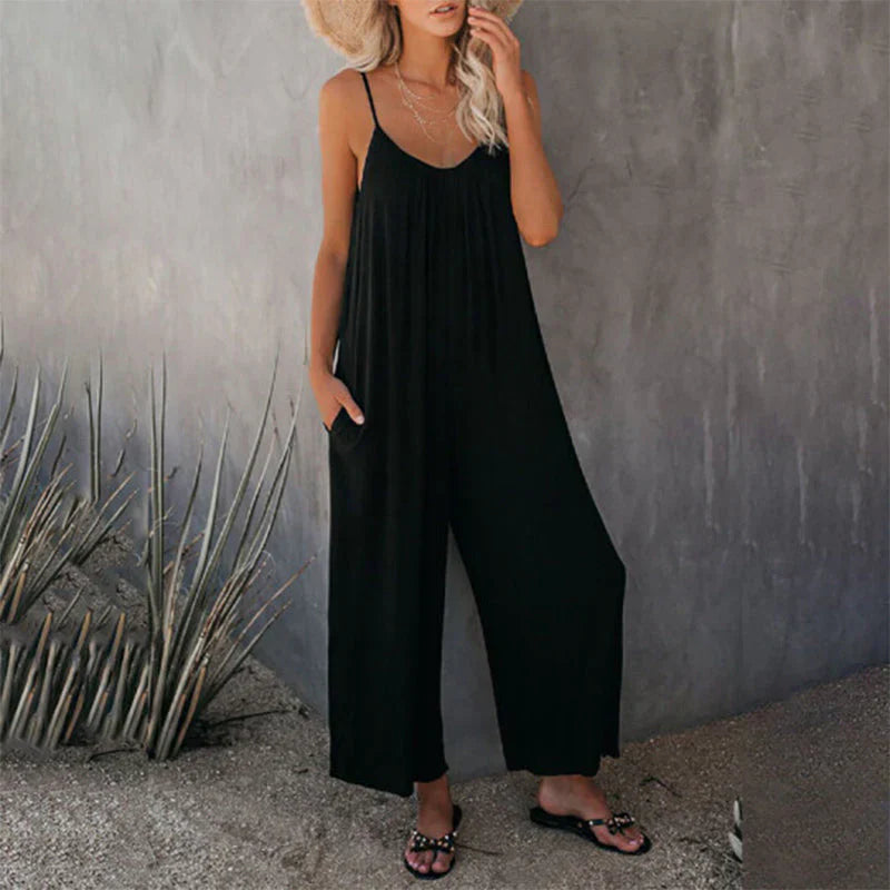 Women's Flowy V-Neck Tank Jumpsuit with Pockets