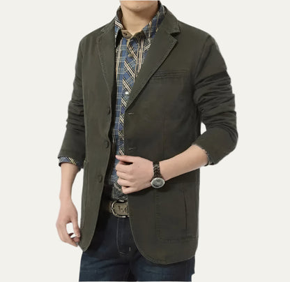 Men’s Casual Cotton Blazer with Notch Lapel