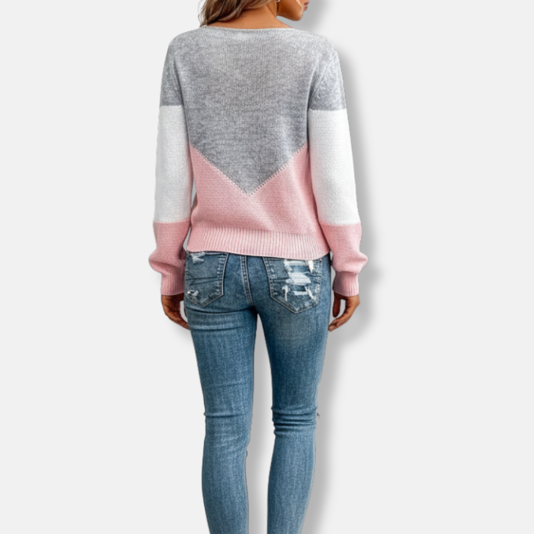 Isla Relaxed Fit Jumper | Boat Neck Color Block Jumper