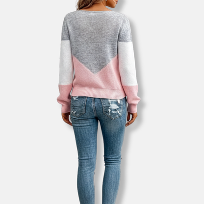 Isla Relaxed Fit Jumper | Boat Neck Color Block Jumper
