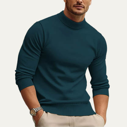 Men’s Mock Turtleneck Ribbed Sweater