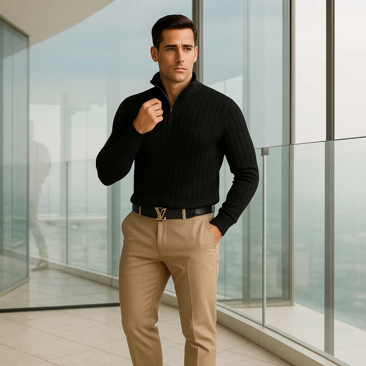 The Ashford Ribbed Half Zip Jumper for Men