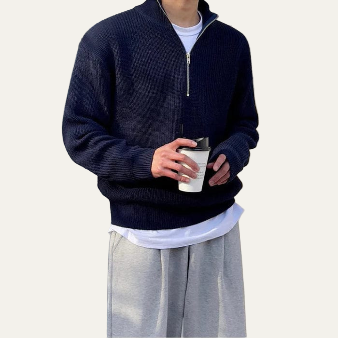 Men’s Relaxed Ribbed Quarter Zip Sweater