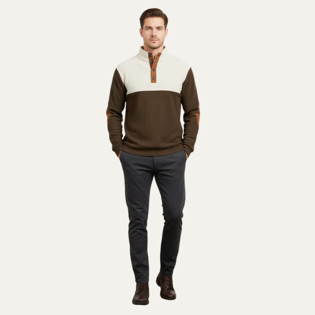 Men’s Color Block Button Placket Sweater