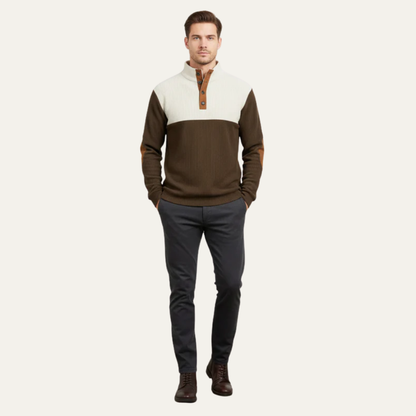 Men’s Color Block Button Placket Sweater