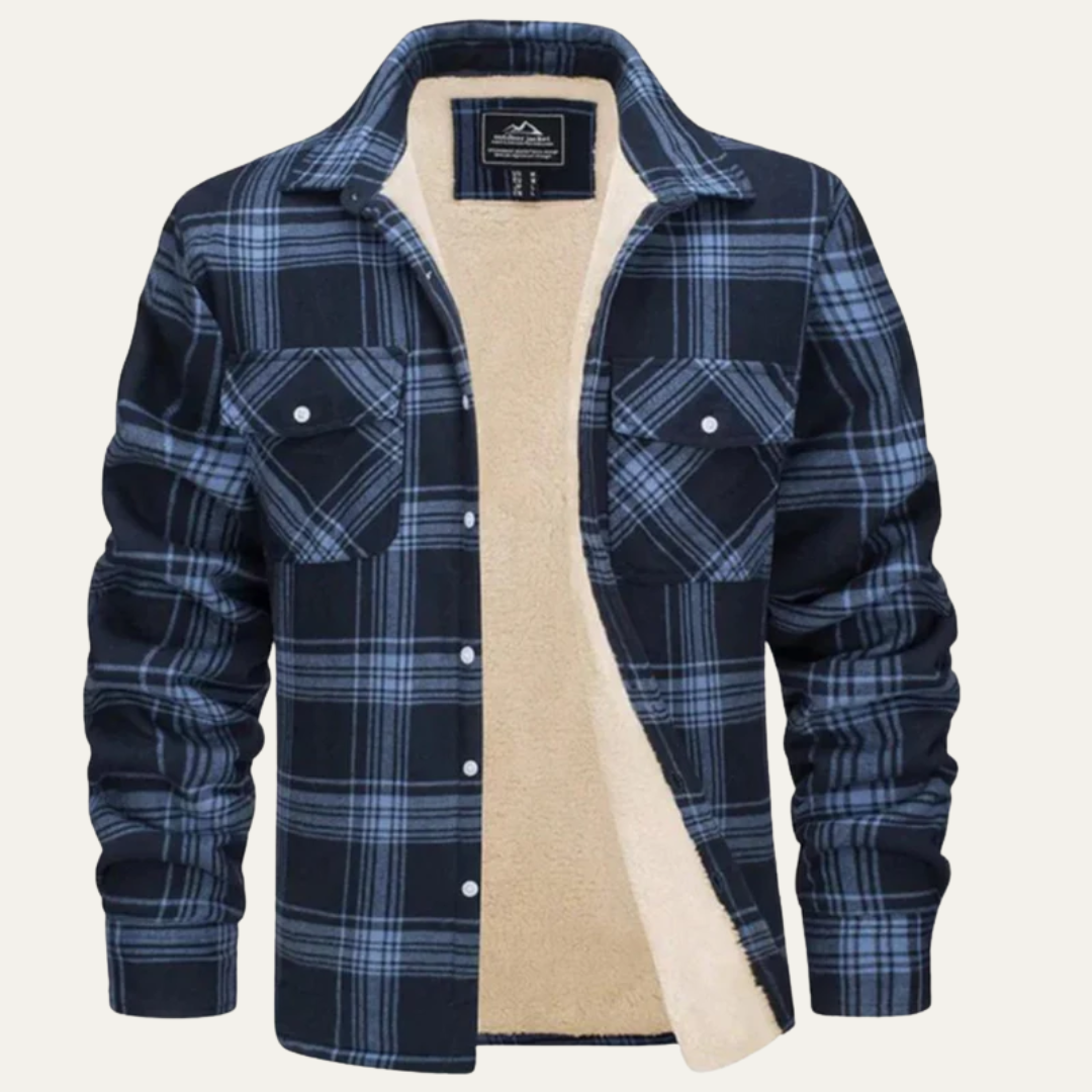 Men’s Warm Fleece Lined Plaid Shirt Jacket