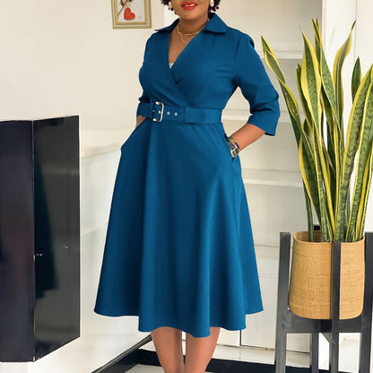 Elegant Fitted Waist 3/4 Sleeve Women's Formal Dress