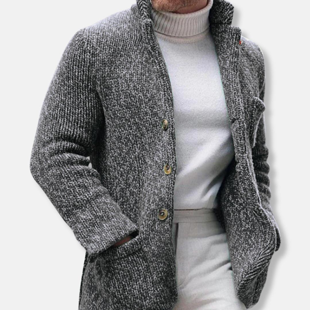 Oscar Regular Fit Cardigan | Stand Collar Button Front Cardigan