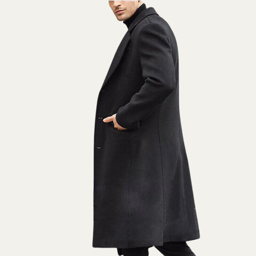 Men’s Tailored Long Single Breasted Formal Overcoat