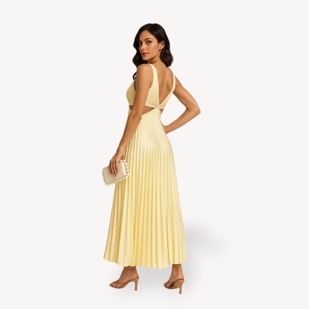 Women's Pleated Cutout Midi Dress