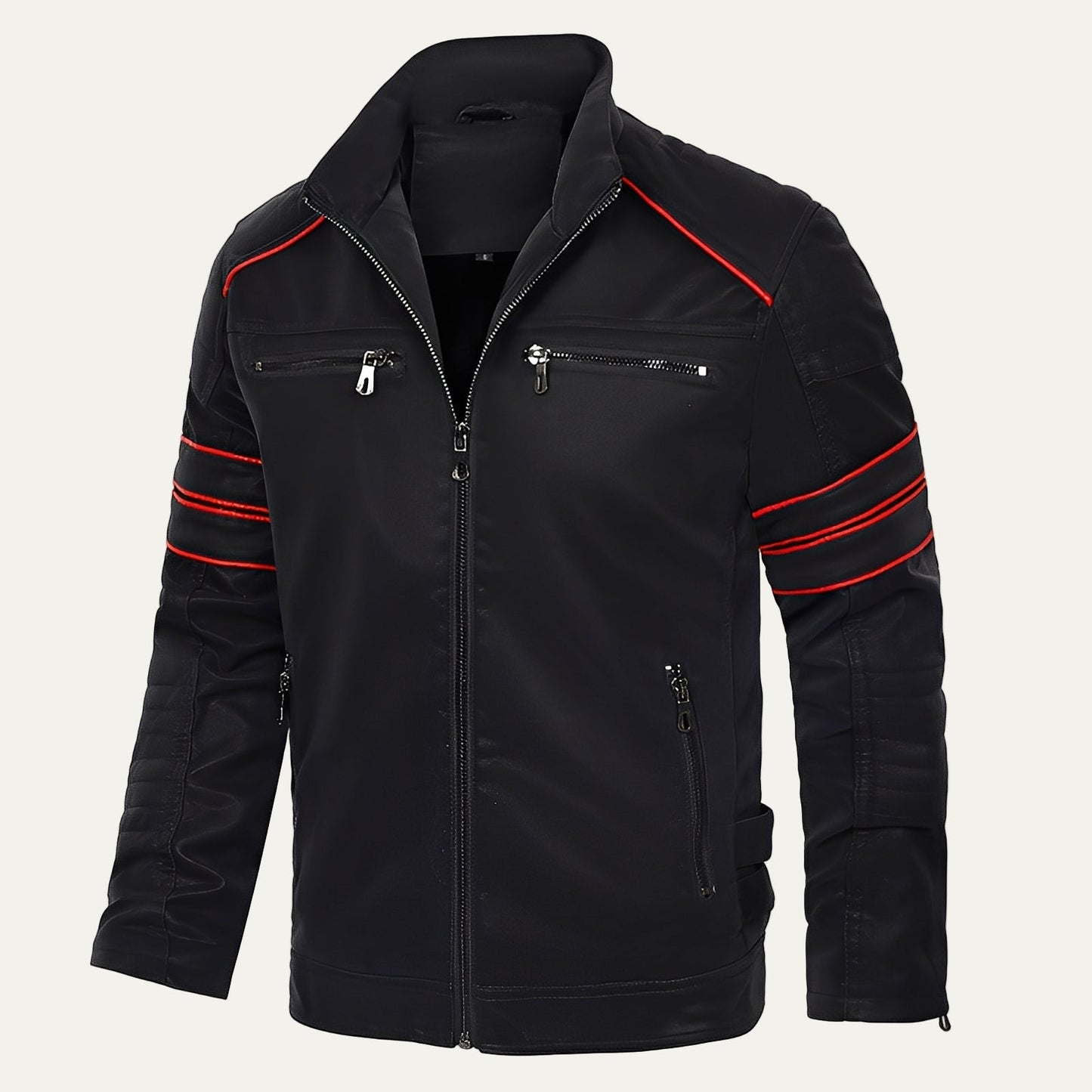 Men’s Stripe Accent Biker Zip Jacket