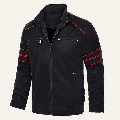 Men’s Stripe Accent Biker Zip Jacket