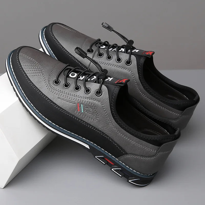 Theodore Leather Orthopedic Casual Shoes | Elastic Laces Casual Shoes